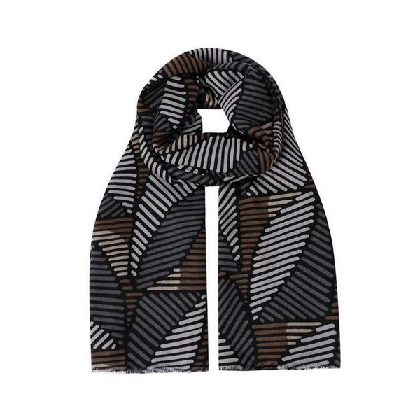 SoGood-Candy - Scarf - Grey &amp; Brown Lines