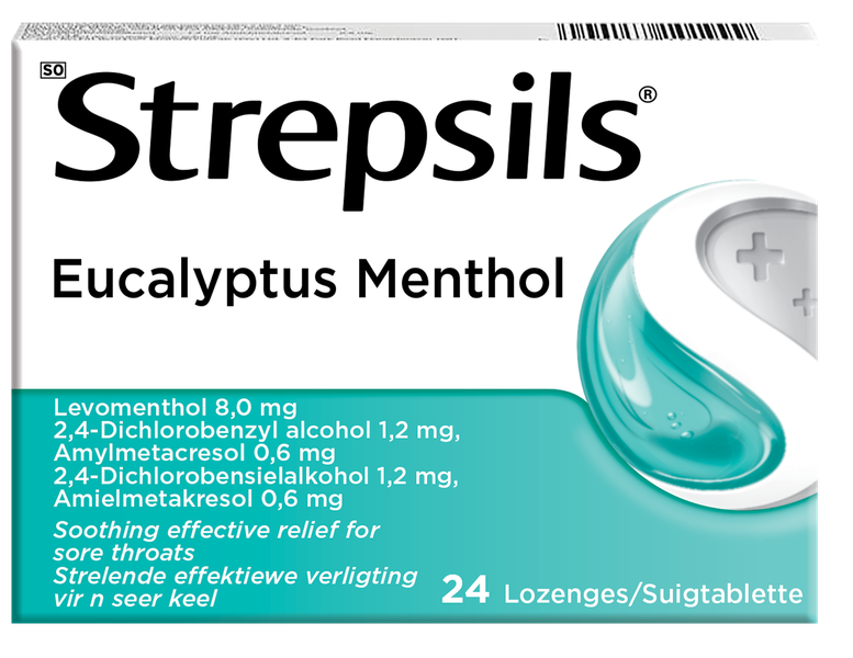 Strepsils 24s, Sore Throat Lozenges, Eucalyptus Menthol