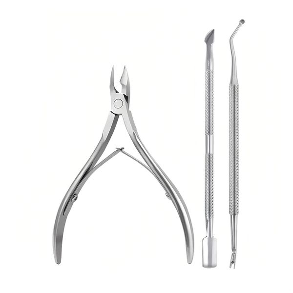 Professional Cuticle Care Tool Set - 3 Pcs Cuticle Pusher, Trimmer Cutter