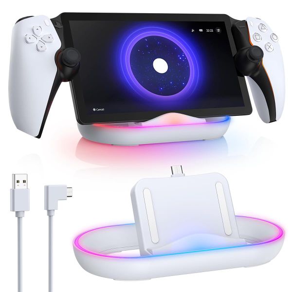 Charging Dock Station Charger Stand for Ps Portal with RGB Light
