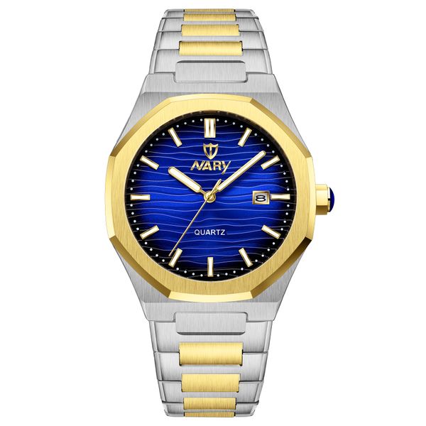 NARY new watch for foreign trade octagonal with calendar steel strip men's