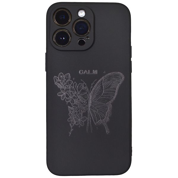 Black - Phone Case with Calm Butterfly Print - Iphone 14 Pro Max