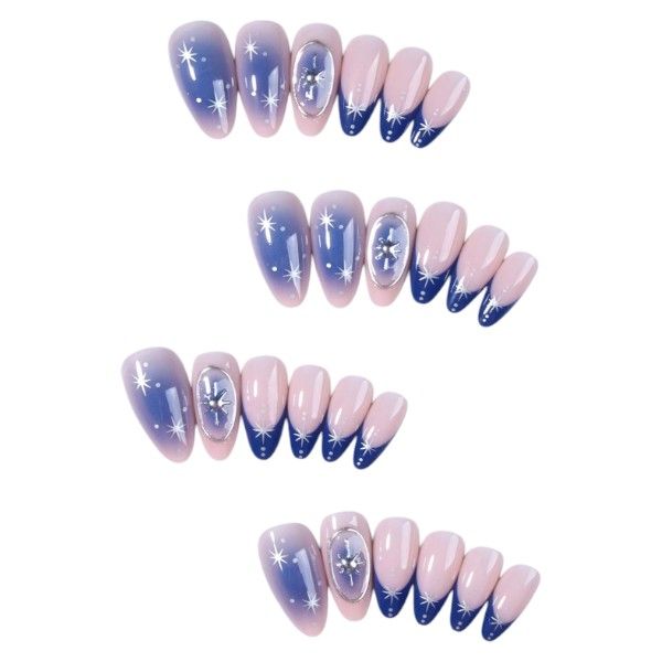 24 Piece - Y2K Style Medium Almond 3D Gel Nails - Multicolor