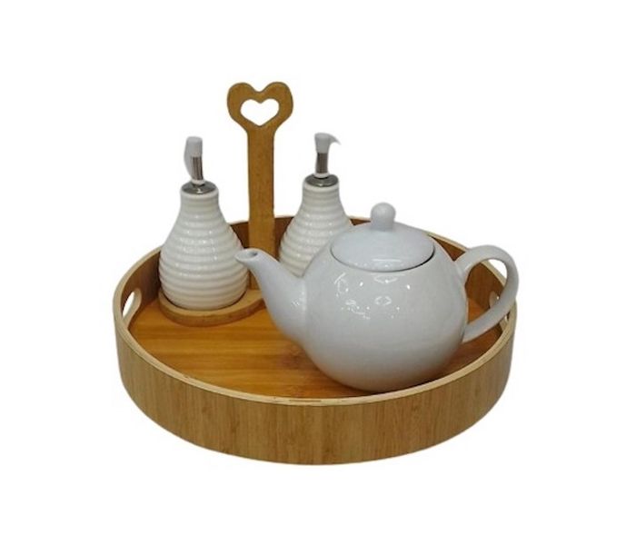 Zamudi 5 Piece Tea Pot Creamer and Tray Set