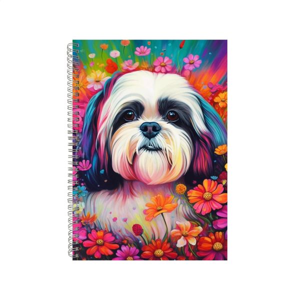 Cute Shih Tzu Pink Cosmos Neon Notebook Gift Idea A4 Notepad Pad 74