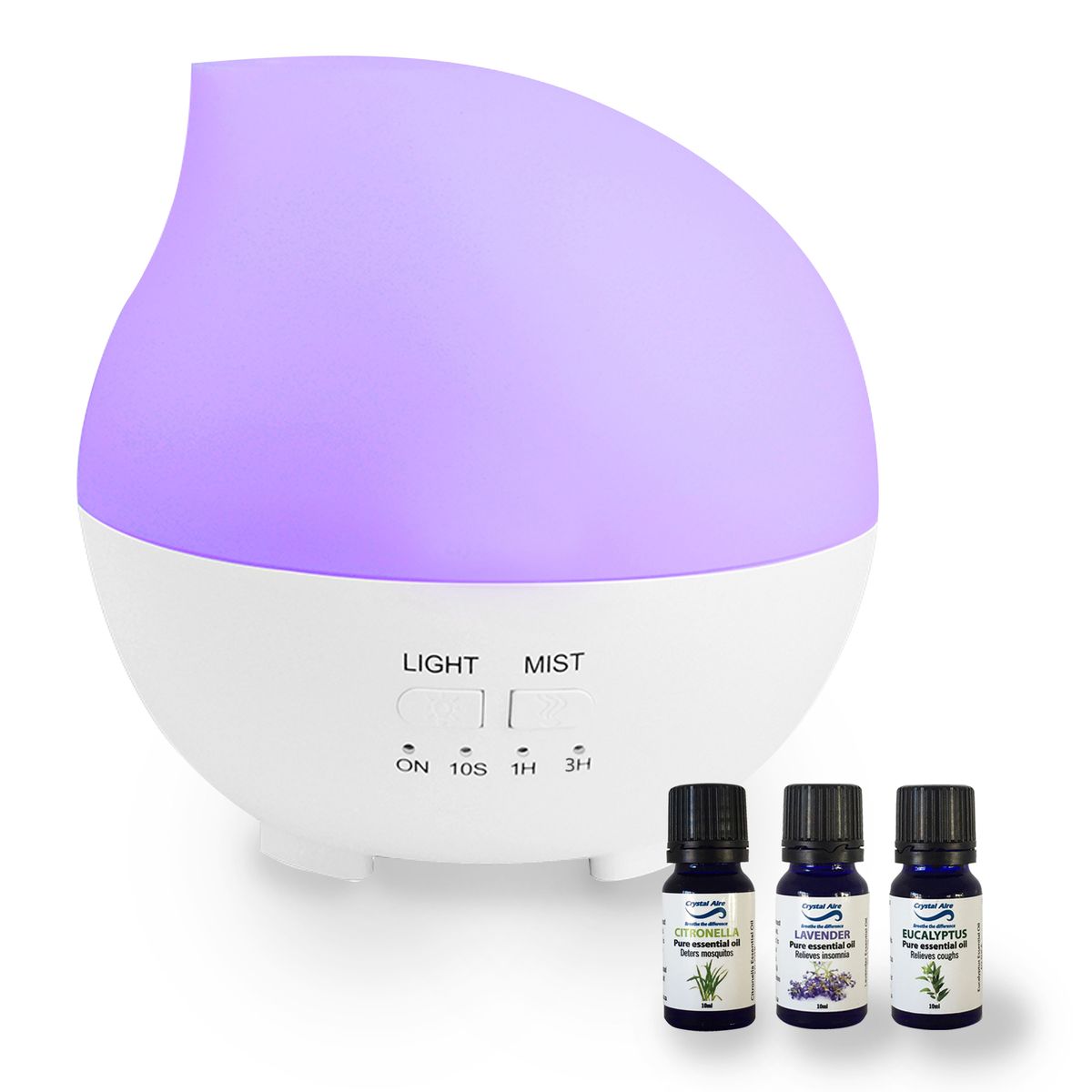 Crystal Aire Rain Drop Baby Ultrasonic Aroma Diffuser & 3 Essential