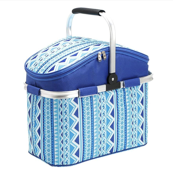 Large Capacity Collapsible Cooler Bag &amp; Picnic Basket - Blue