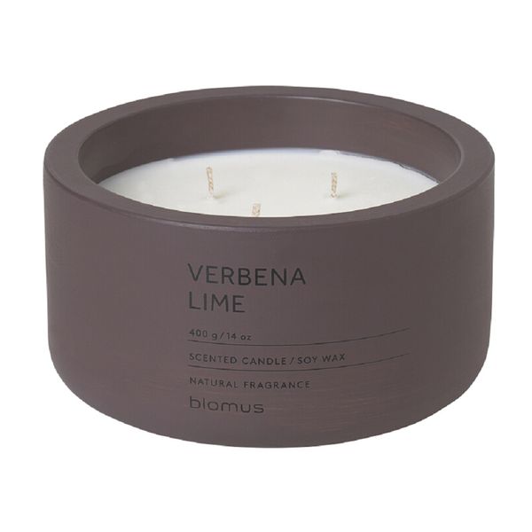 Blomus Scented Candle: Verbena Lime in Plum Colour Container Fraga 13cm
