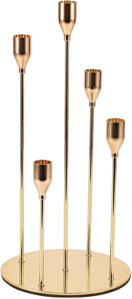 BUC 5 Arms Gold Metal Candle Holder Center pieces for Tables Home Decor