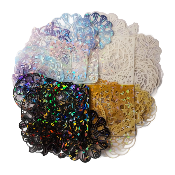 40 Piece Colourful Decorative Holographic Geometric Stickers - Variety Pack