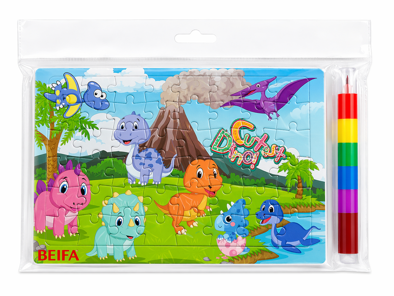 Beifa Kids Cutest Dino Puzzle Set with Koki Colouring Pens
