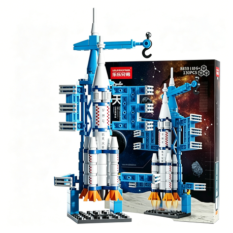130 Piece Space Rocket Building Blocks Set Educational Toy for Kids Image