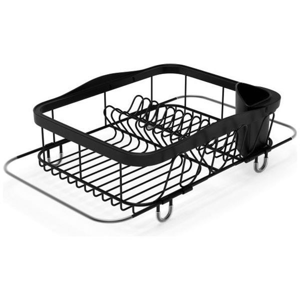 In-Sink Dish Drying Rack with Utensil Holder Black