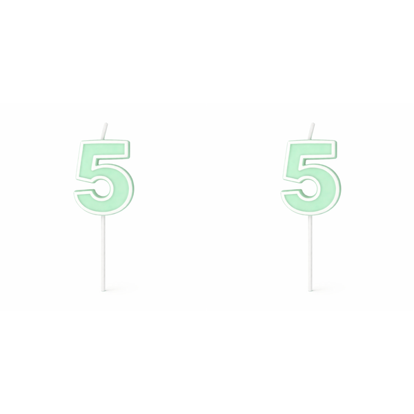 2 Pack - Number 5 Birthday Candle - Green