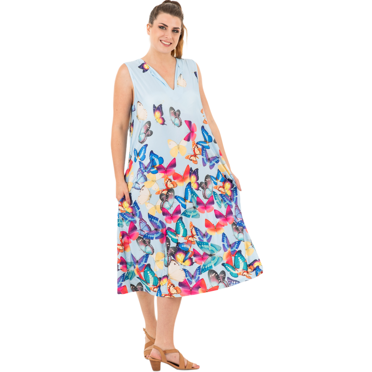 Colourful Butterfly Sleeveless Dress for Ladies Buy Online in South