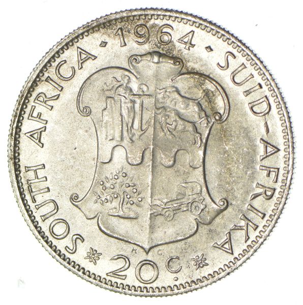 1964 South Africa 20 Cents Silver Coin First Decimal Series