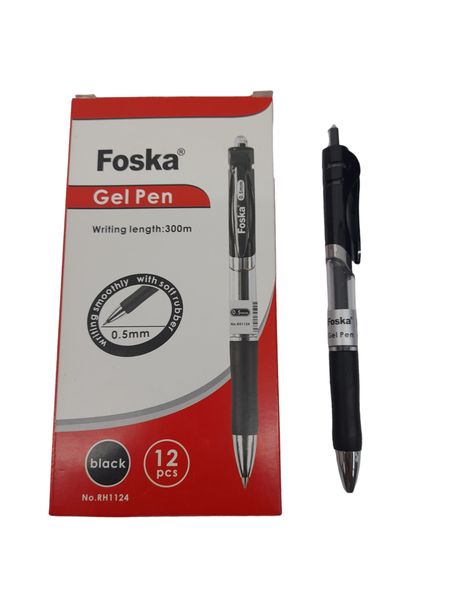 Foska Gel Pen RH1124 Black - Box of 12