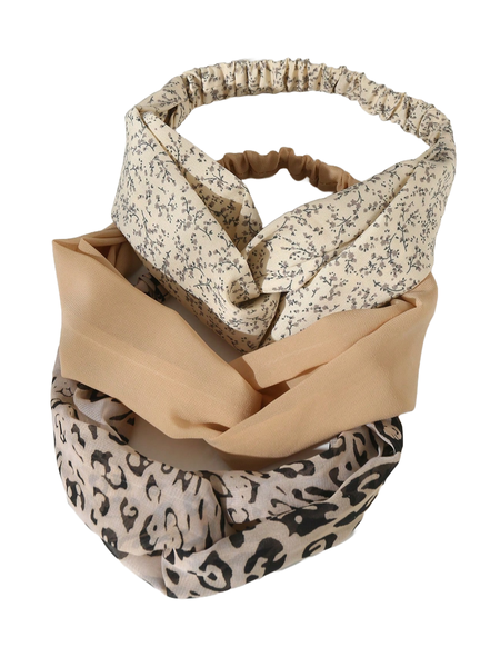 3 Pieces Women Leopard Print Criss-Cross Headband Set
