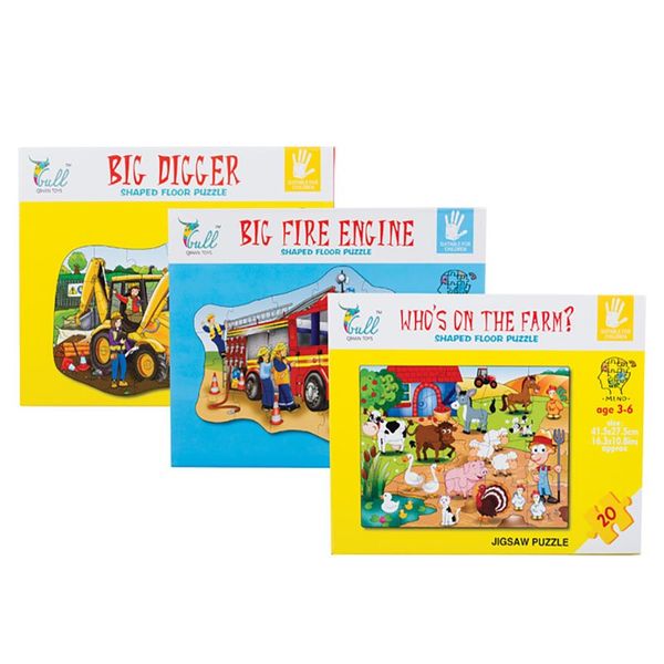 Bulk Pack x 3 Puzzle Floor Jigsaw Shaped Boy 20pcs Per Pack