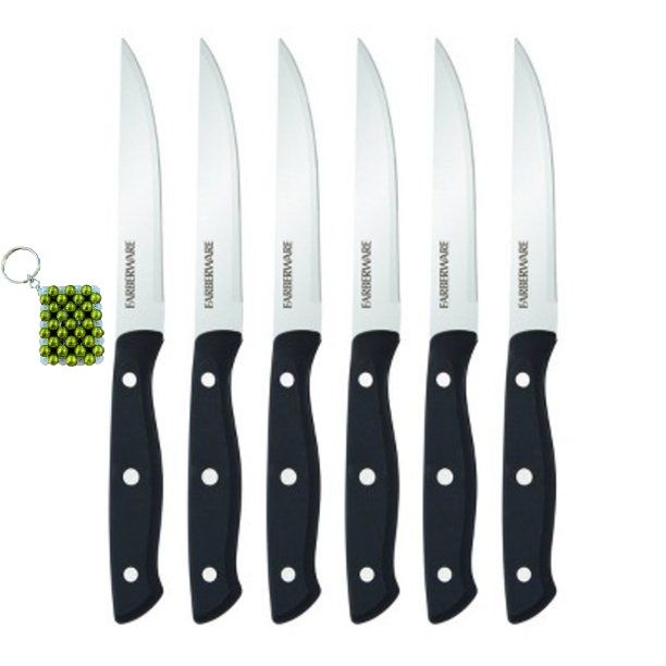 Set of 6 Stamped Steak Knives Essential Cutlery Set & KeyHolder