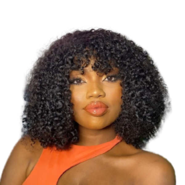 Kinky Brazilian Hair Fringe Wig.