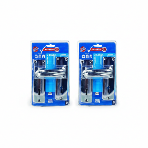 Jaguar Mortice Lock Set with 2 Keys - Durable Door Security - 2 Pack