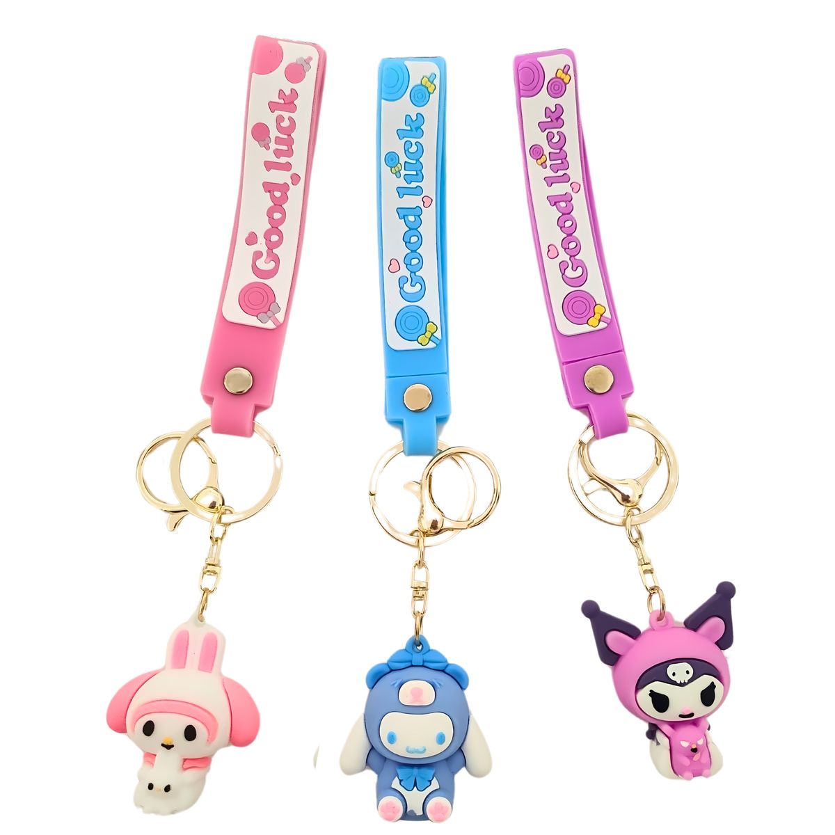 Cute 3-Piece Keychain - Kawaii Key Ring Set