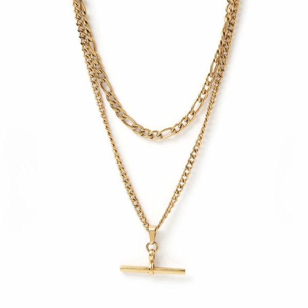 Double Chain Fob Necklace