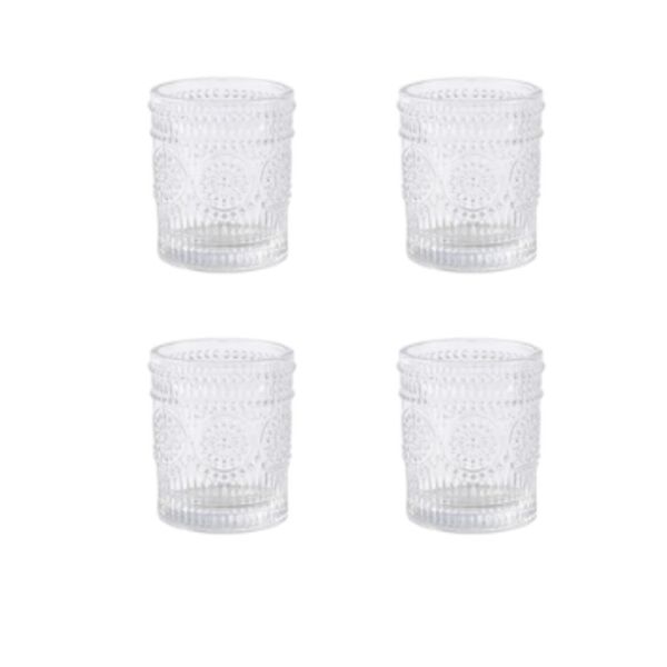 4 Pack - Glass Dandelion Candle Holder - Transparent