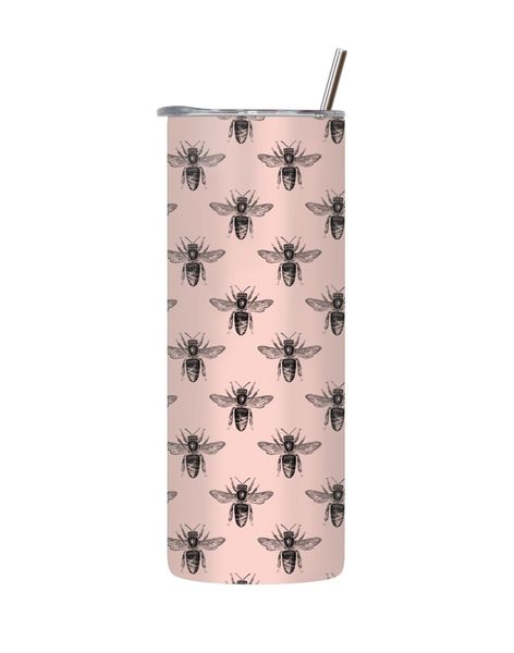 Bee-21 20 Oz Tumbler with Lid Straw Trendy Bees Pattern Graphic Present 209