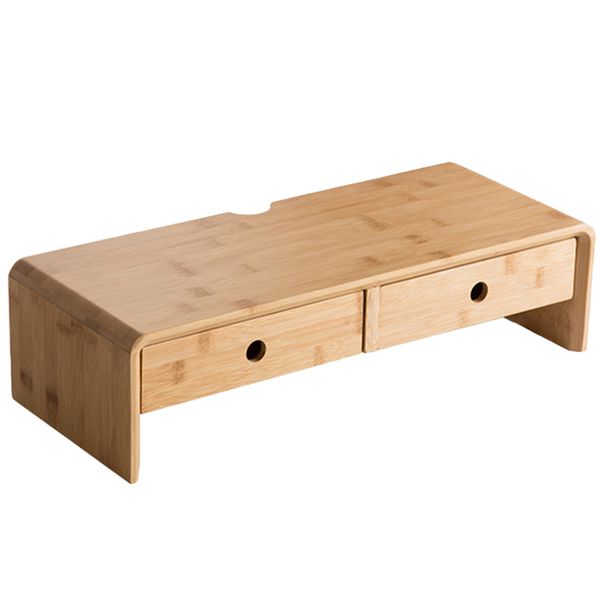 Bamboo Desktop Computer Monitor Riser Stand-Double Drawer 50x20x13cm