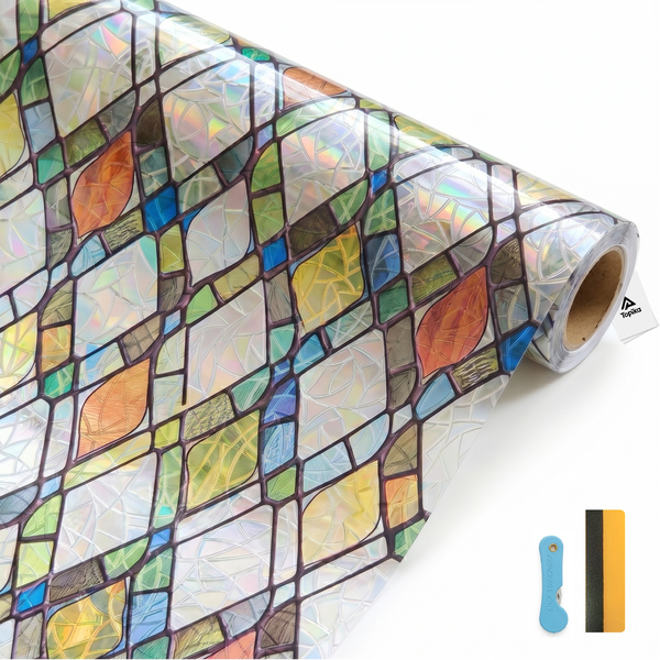 Topika Glass Privacy Film, Stained Glass Static Cling PVC