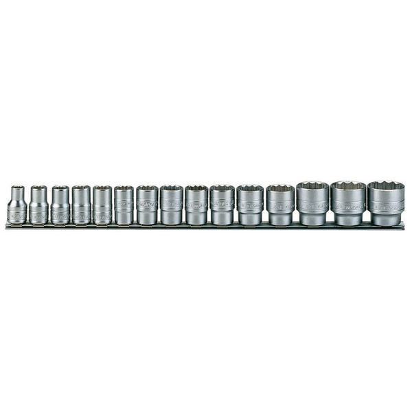 TengTools - 1/2inch Drive Socket Set on Clip Rail, 15Pieces - M1215MM