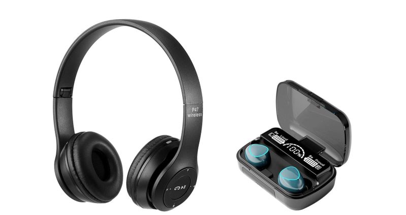 Wireless Headphones And Earbuds Combo