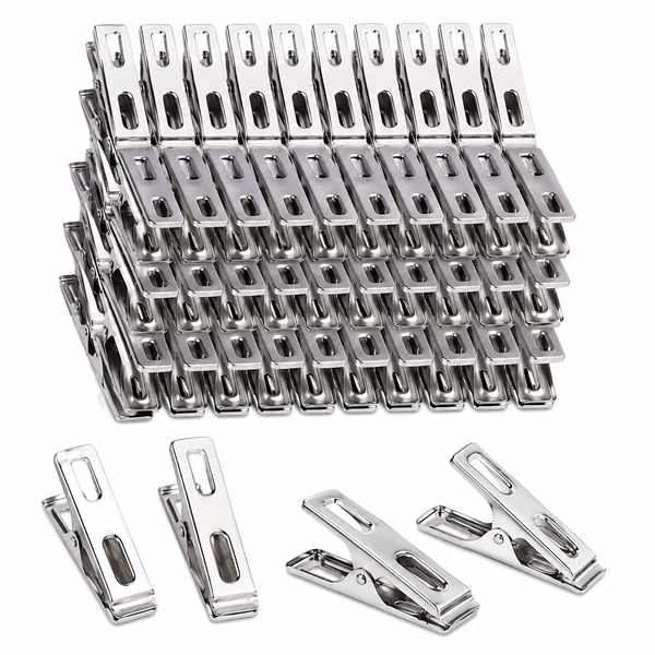 50 Piece Stainless Steel Clothes Pegs | Rust Resistant Metal Laundry Clips