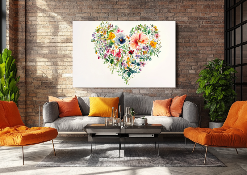 Canvas Wall Art - Botanical Heart Abstract - HC0148