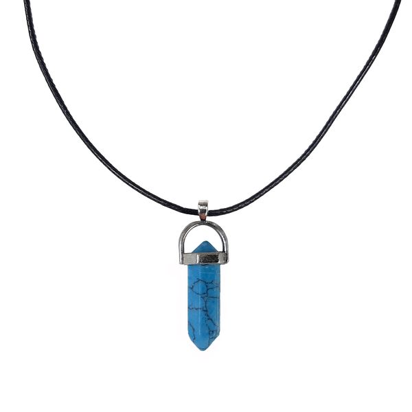 Earth Stone Collection - Bullet Turquoise Crystal Stone Necklace