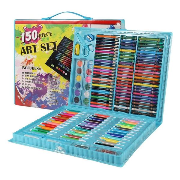 150 Piece Kids Art Set Crayon Oil Pastel Painting Drawing Case Kit