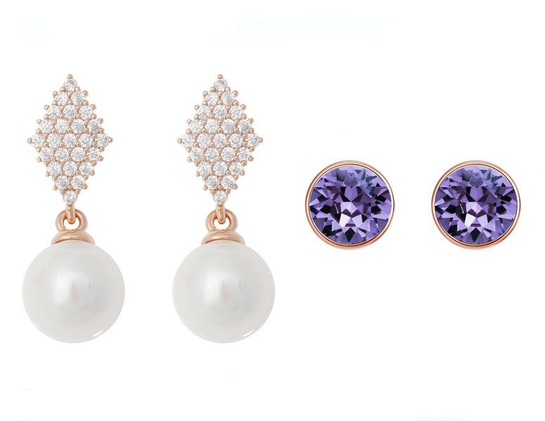 Civetta Spark Harper &amp; Chene Studs with Swarovski Tanzanite Crystal Rose