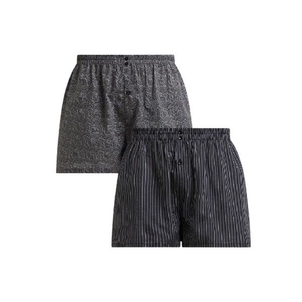 Secret Shield Men's Grey/Black 2 Pack Woven Boxer Shorts