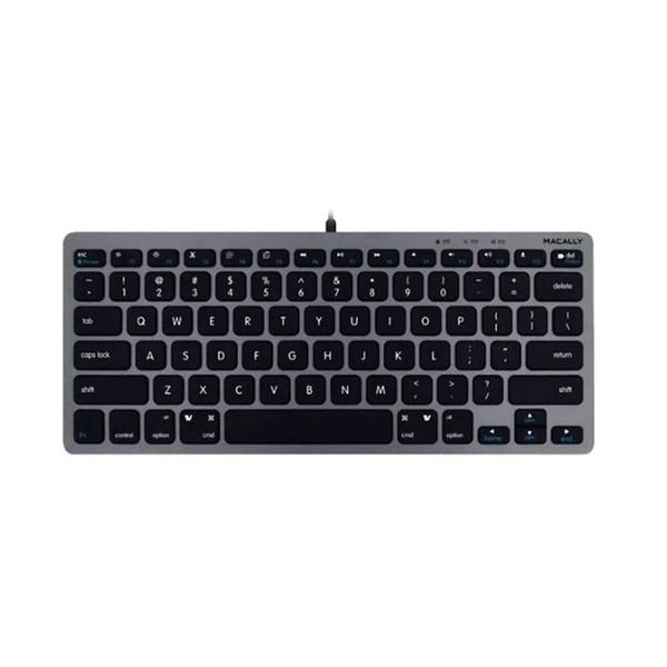 Macally Compact Space Gray USB Wired Keyboard for Mac and PC
