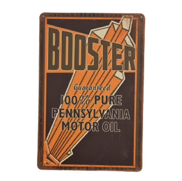 Tin Sign Booster Pennsylvania Motor Oil