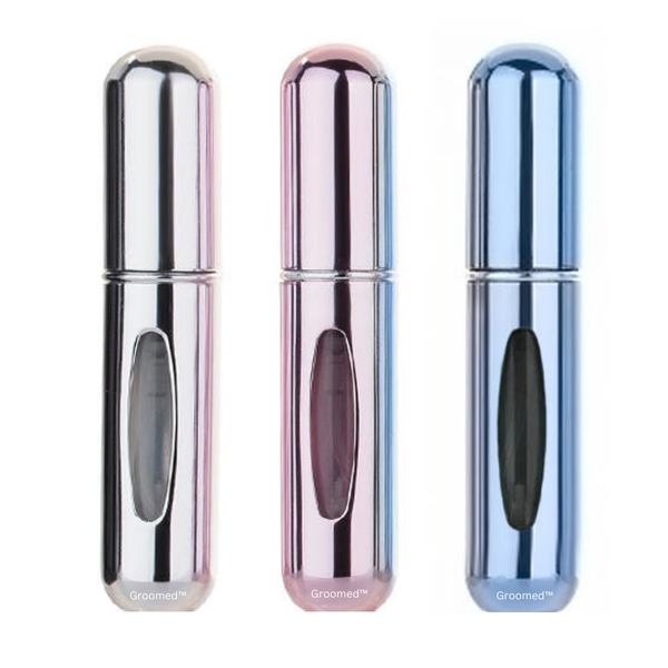 Groomed - Refillable Mini Perfume Spray Bottle- 5ml Capacity - 3 in 1 Set