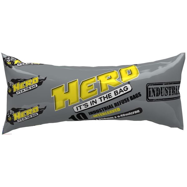 HERO 50 Pack Industrial 750mm x 950mm Refuse Bag - 40 Micron (5 x 10 Pack)