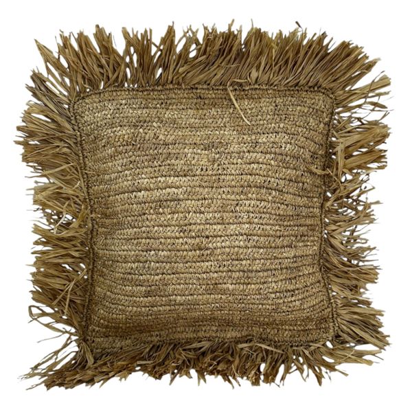 Cushion Cover | Natural Fiber Handwoven with Fringe | 70x70cm