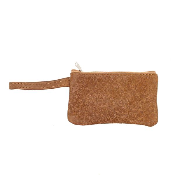 Minx Genuine Leather Brown Makeup Bag