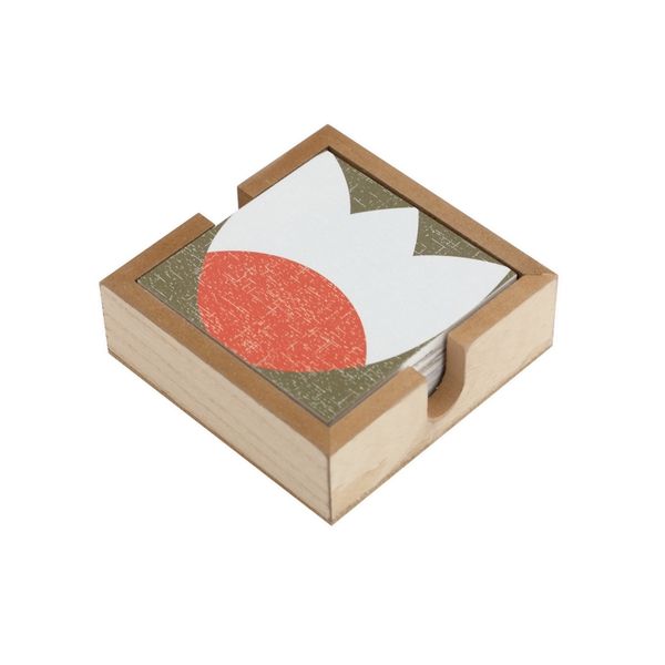 SoGood-Candy - Wooden Box with 6 Coasters - Scandi Tulips