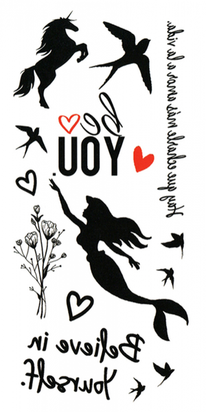Tattoo - Waterproof High Quality Skin Safe - Mermaid/Words/Unicorn