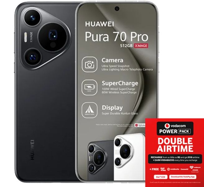 HUAWEI Pura 70 Pro 512GB Dual SIM - Black + Vodacom SIM Pack