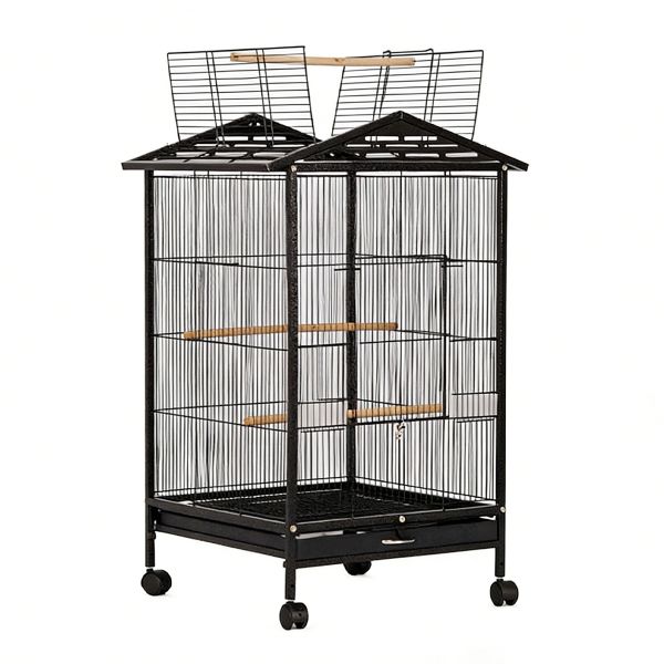Large Double Roof Bird Cage with Rolling Stand